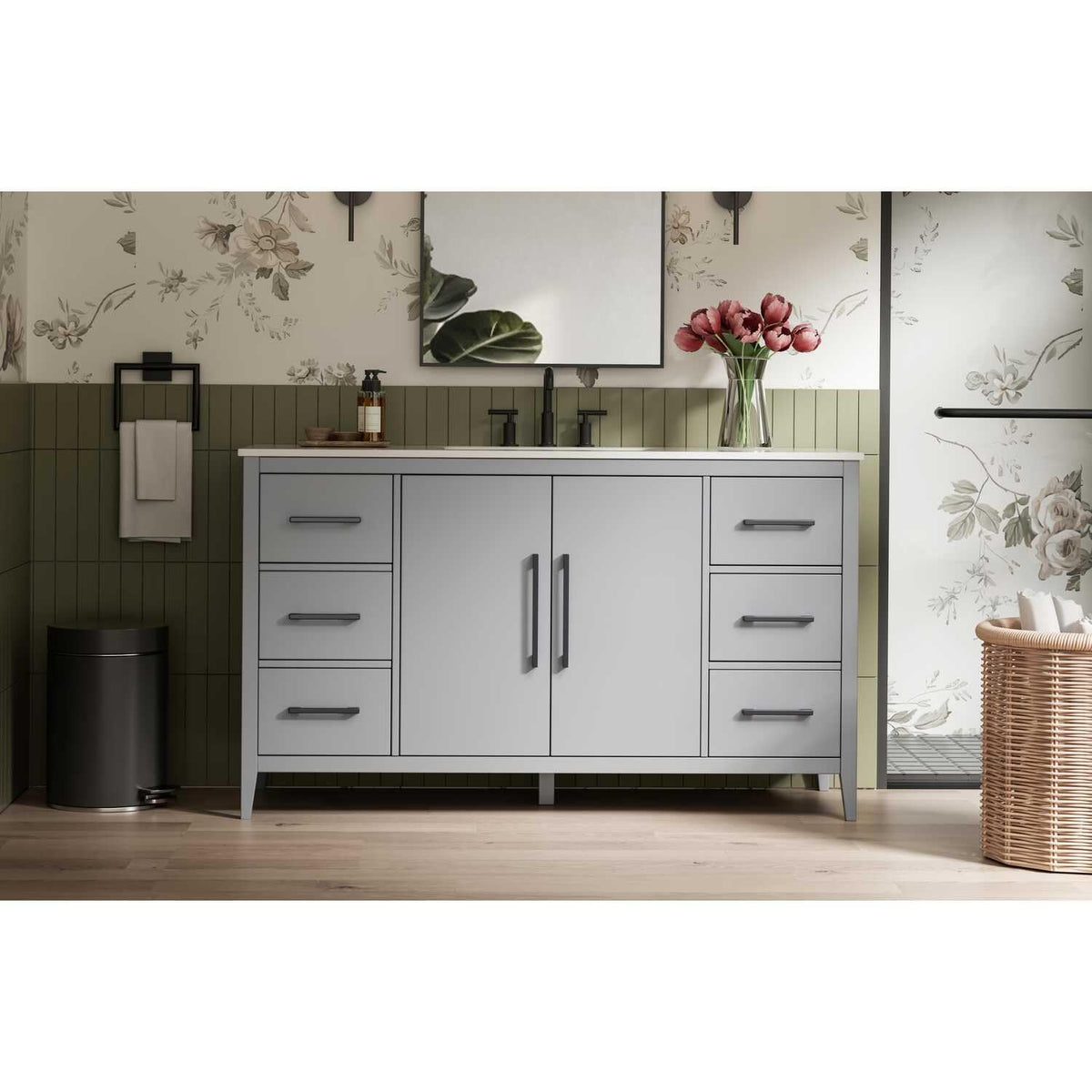 Millie Bathroom Vanity Grey by Lighting Design – Wood, Grey, Model VF29360GR