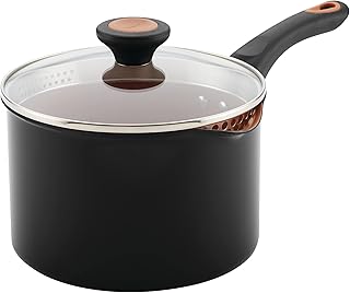 Farberware Glide Copper Ceramic Nonstick Straining Sauce Pan, 3-Quart