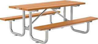 Global Industrial 6' Rectangular Outdoor Picnic Table, Recycled Plastic with Steel Base, Cedar