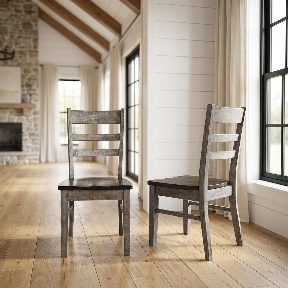 Brown Ladderback Dining Chairs Set of by Starlight Canyon Home – Solid Wood, Mahogany, Brown, Pack of 2
