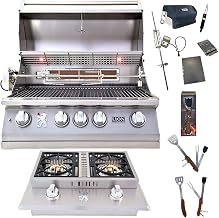 Lion Premium Grills 32-Inch Liquid Propane Grill L75000 and Double Side Burner with 5 in 1 BBQ Tool Set Best of Backyard Gourmet Package Deal