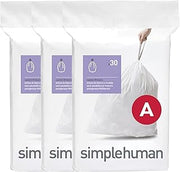 simplehuman Code A 90 Count Custom Fit Liners, Drawstring Kitchen Trash Bags, One-by-One Mess-Free Dispense, Extra Thick & Double Seamed, 50% PCR Plastic, 4.5 Liter / 1.2 Gallon, White