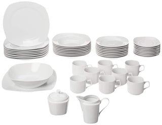 45-Piece Square Dinnerware Set by 10 Strawberry Street – One Size, Porcelain, White, Model SM-4500SQ-W
