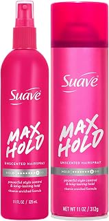 Suave Hairspray, Unscented, Max Hold Variety 2-Pack – Non-Aerosol Hairspray + Aerosol Hairspray, 11 Oz Ea