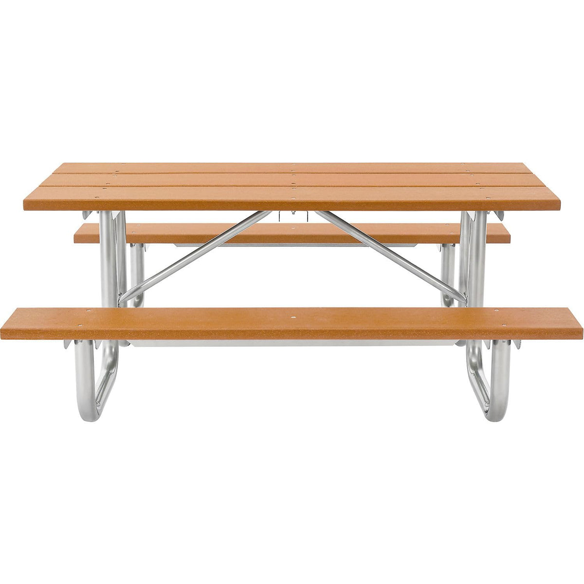 Outdoor 8'L Rectangular Picnic Table by Global Industrial – Recycled Plastic & Steel, Cedar, Model 271675CD