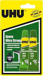 UHU 3-63271 Ultra, Universal Strong Dual-Component epoxy Adhesive, 2 x 10ml Blister, Clear, 10 ml
