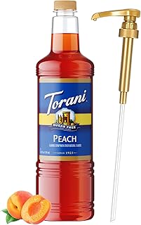 Torani Sugar Free Peach Syrup 1L Bottle with Pump – Keto, Zero Sugar