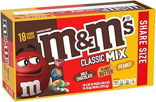 M&M's Milk Chocolate Candy Variety Pack, Bulk Candy Individually Wrapped 18 | Snack-ready chocolates, assorted candy, individually wrapped candy, peanut & peanut butter, full size 2.5 oz bags