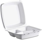 Dart 85HT3R Med Perforated 3 Comp Foam Hinged Container, 8.5" x 8" x 3" | 200/Case