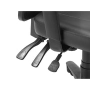 Multifunction Chair with Top Grain Leather Seat & Mesh Back by Global Industrial – 25.5" W x 31" D x 13" H, Black, Model A90342TMH1+38L1