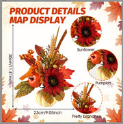 YLOLUL Mini Pumpkin Centerpiece, Artificial Sunflower Arrangement, Pumpkin-2