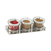 Cold Condiment Display with Hinged Stainless Steel Lid by CAL-MIL – 1.75" Height, 13.5" Width, 5" Length, Metal, Stainless Steel, Model 1850-4-55HL