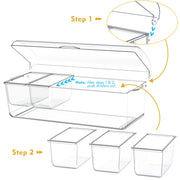 Arstpeoe Condiment Tray with Stainless Steel Utensils, 8 Compartments, Clear