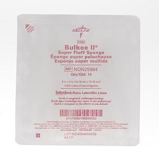 Medline Sterile Bulkee II Extra Absorbent Super Fluff Sponges, 4" x 4", Ideal for Wound Care, Pack of 10