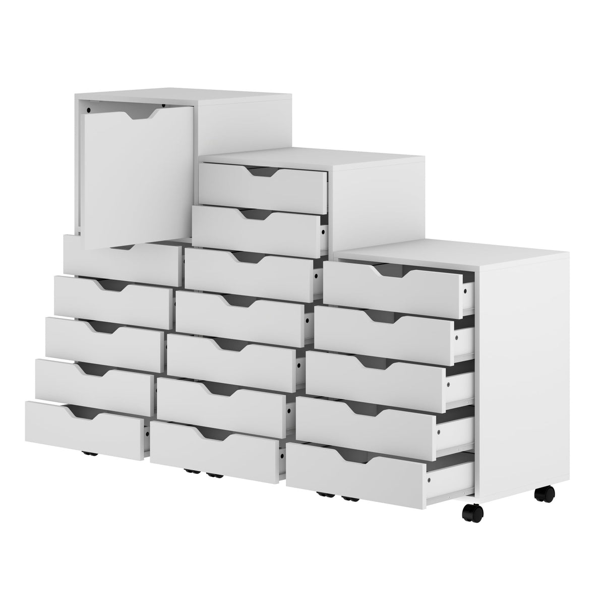 Winsome White / 1 Door, 17 Drawers / Transitional Storage Cabinets