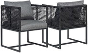 Pair of Sardinia Outdoor Aluminum Dining Chair with Rope Design - Black
