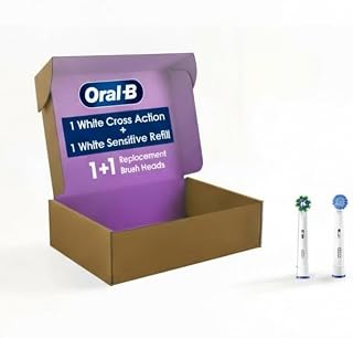 Oral-B Electric Toothbrush Replacement Brush Heads, CrossAction, White, 1 Count + 1 Sensitive White