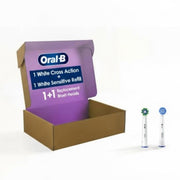 Electric Toothbrush Replacement Brush Heads by Oral-B – 1 Count (Pack of 2), Nylon, White, Pack of 2, Model CrossAction and Sensitive