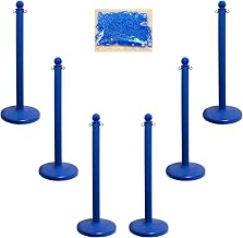 Mr. Chain Plastic Stanchion Kit, 50', 2" Chain, C-Hooks, 2.5" Pole,14" Base, 40"H, Blue, 6pk