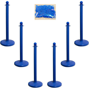 Plastic Stanchion Kit by Mr. Chain – 15"L x 17"W x 40"H, Hdpe With Uv Inhibitors, Blue, Model 71106-6