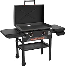 BLACKSTONE 2287 Original 28” Omnivore Griddle with X-Braced Hood, Powder Coated Steel, Black
