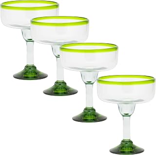 10 Strawberry Street Lime Rim Mexican Glassware, Margarita, Set of 4