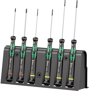 Wera 2035/6 A Kraftform Micro Slotted/Phillips Electronics Screwdriver Set and Rack, 6-Pieces