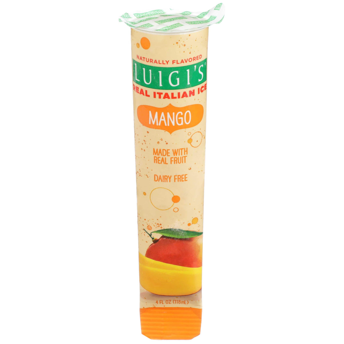 Luigis Real Italian Ice Mango Squeeze Tube by J and J Snack Foods – 4 ounces, Pack of 24