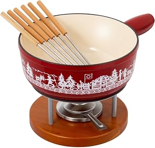 Kuhn Rikon 32276 Cheese Fondue Set, Iron, Red