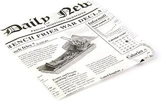 PacknWood 2CHPAPNEWS171 - Newspaper Wax Paper Sheets - White Bag Opens 2 Sides with Newspaper Design - Newspaper Paper Food Sheet - Newspaper Print Basket Liner - (L:6.7 x W:6.7in) - (1000 pcs)