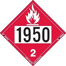 Labelmaster UN 1950 Division 2.1 Flammable Gas DOT Placard, Rem Vinyl