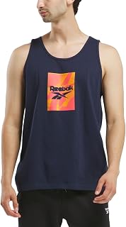 Reebok Men Regular fit Sleeveless Graphic Tank Top Shirt Large Blue Solid