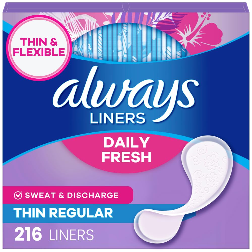 Panty Liners for Women Daily Liners by Always – Regular, Bamboo, Pack of 216, Model Thin