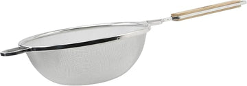 Winco 10 1/4" Single Mesh Tin-Plated Steel Strainer, Fine, Tin | Foodservice, Great for Draining Pasta, Rinsing Produce, Straining and Kitchen Prep