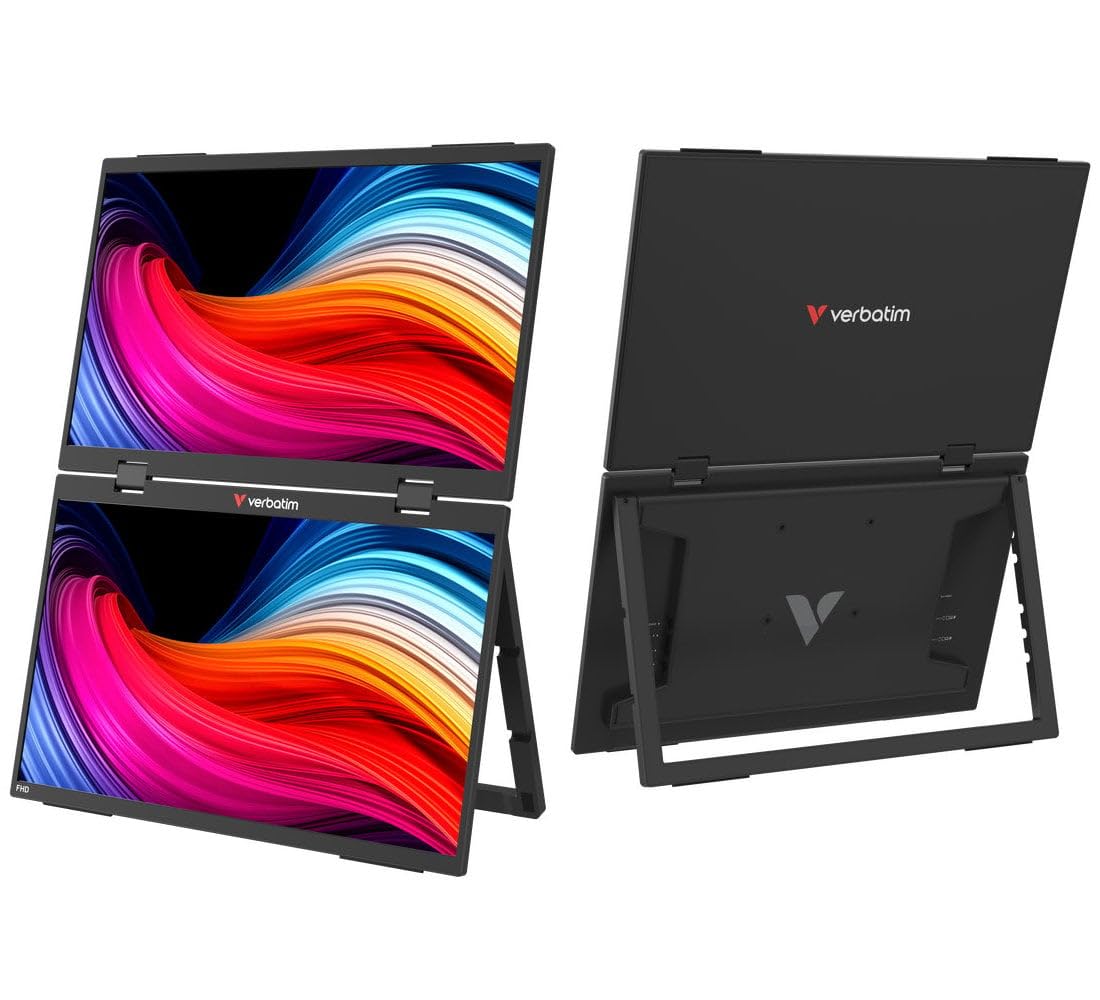Portable 15.6 FHD Dual Monitor Essentials by Verbatim – 15,6", black, Model 32403