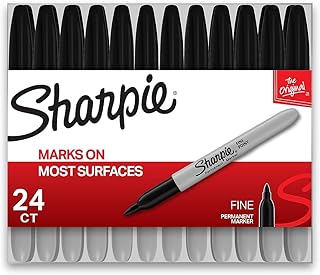 Sharpie Permanent Markers, Fine Point, Black Ink, Pack Of 24