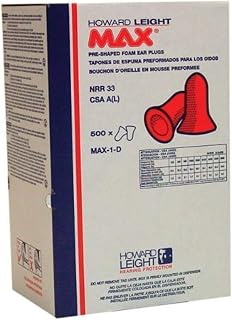Howard Leight MAX-1-D MAX1-D Leight Source 500 Earplug Dispenser Refill, Polyurethane Foam, One Size, Red (Pack of 2000)