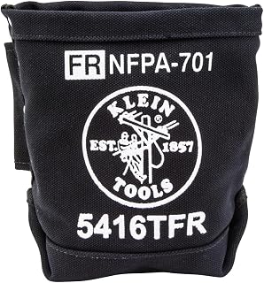 KLEIN TOOLS 5416TFR Tool Bag, Flame Resistant Canvas Bag for Bolt Storage with Double Reinforced Bottom and Tunnel Connect, 5 x 10 x 9-Inch