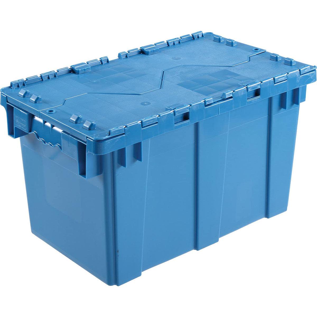 Distribution Container With Hinged Lid 22-3/8x13x13 Blue by Global Industrial – 22.25"L x 15"W x 13"H, Plastic, Blue, Model DC2213-12BLUE