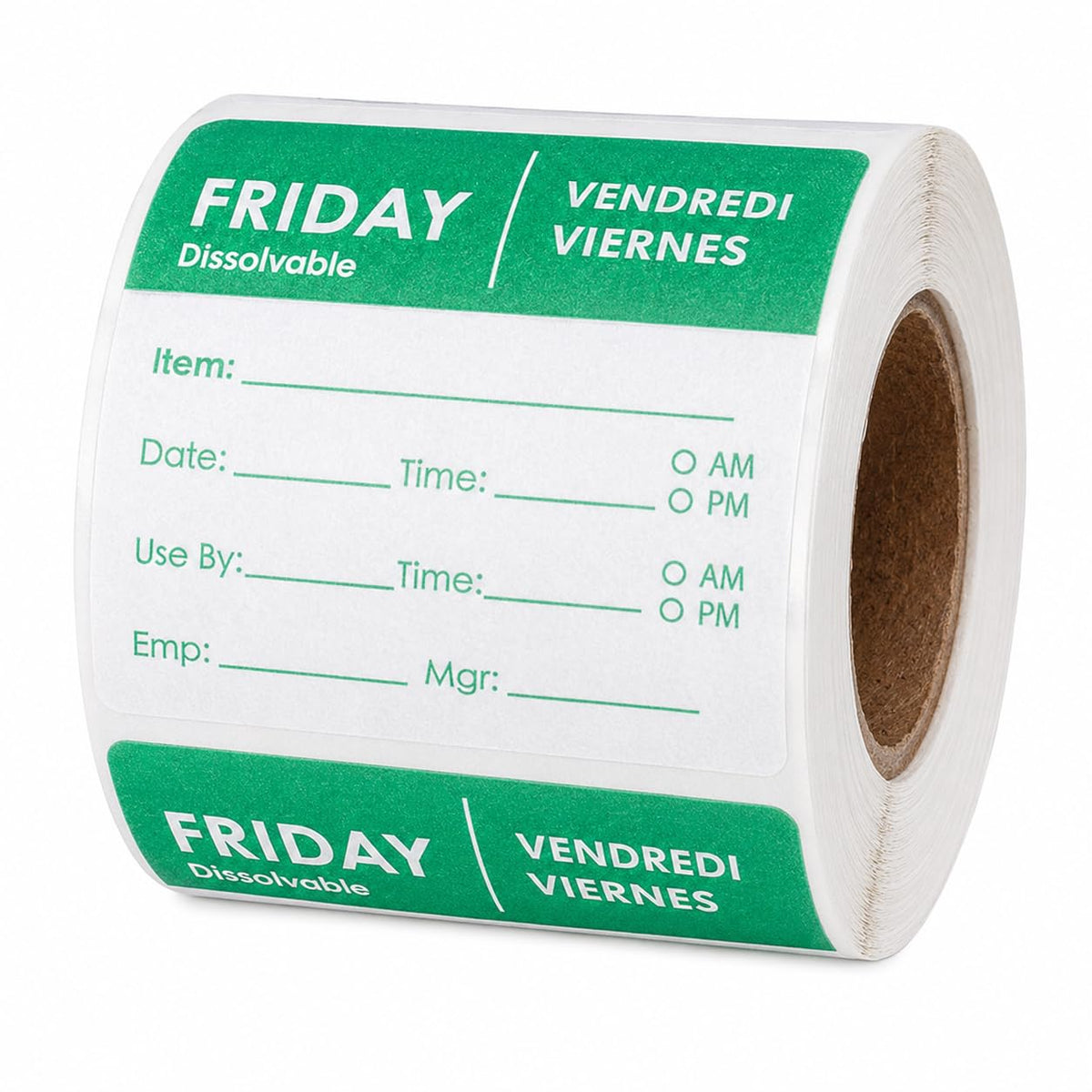 Friday 2" x 2" Dissolvable Day of the Week Labels by Glownary – 2 X 2 Inches, Paper, Green, Model Friday-2x2-250