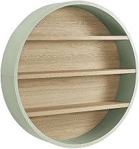 Modway Romy Round Wall Book Shelf in Sage Natural - Retro 3 Tier Wall Decor Shelf with Open Storage for Bedroom, Living Room, Hallway or Kids Room