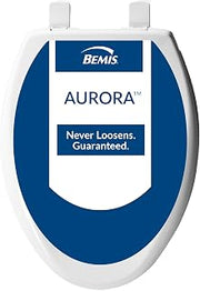 Bemis Aurora Slow Close Toilet Seat, Easy Clean Hinges and Adjustable Perfect Fit Plastic Seat, Made in USA, Elongated, White