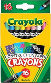 Crayola Construction Paper Crayons (16ct), Kids Crayons, Long-Lasting, Non-Toxic, Vibrant Colors for Kids Arts and Crafts, Ages 3+