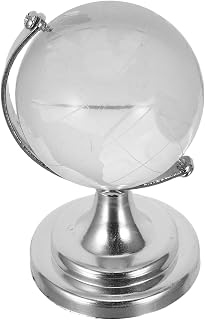 Rotatable Mini Glass Globe Desktop Ornament with High Transparency and Sturdy Placement, round Sphere for Bookshelf and Desk Décor, Modern Educational