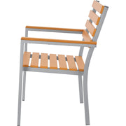 Stackable Outdoor Dining Arm Chair by Global Industrial – Alloy Steel, Tan, Model 436985TN