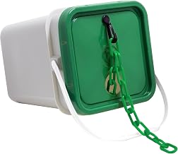 Mr. Chain Plastic Barrier Chain Pail, Green, 2 in x 160 ft (50004-P) | Polyethylene barrier chain in dispensing pail, crowd control, indoor and outdoor use, easy storage and transport, made in USA