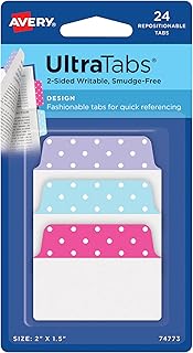 Avery Ultra Tabs, 2" x 1.5" Repositionable, 24 Assorted Tabs