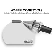 Double Waffle Cone Maker with Rotary Feature by Waring – 18.62 x 12.37 x 11.25 inches, Stainless Steel, Silver, Pack of 3, Model WWCM200