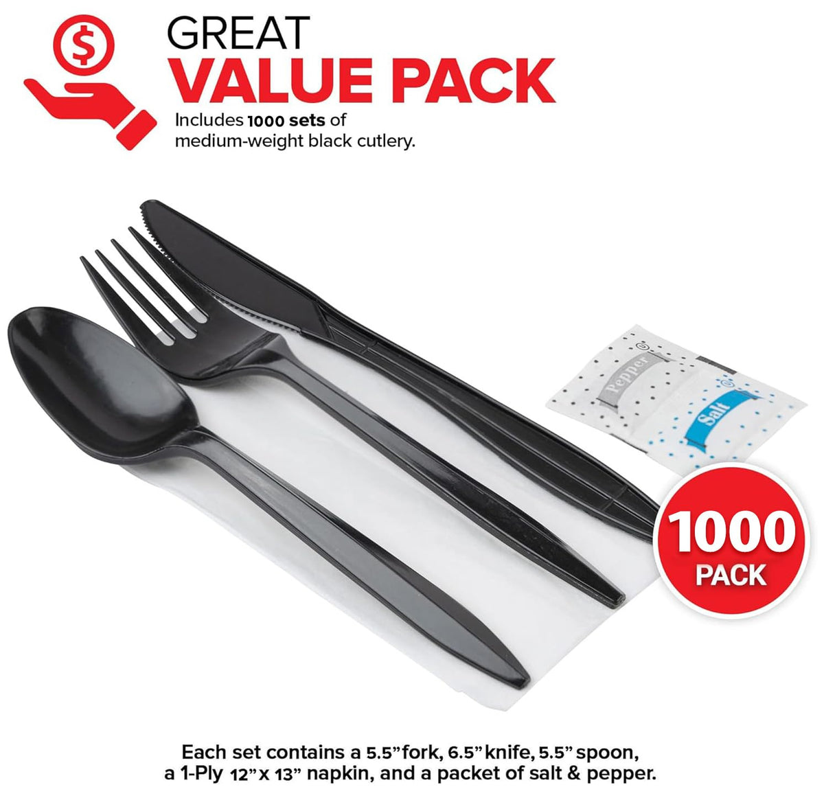 Stock Your Home Black / 1000 Pack / Casual Spoons
