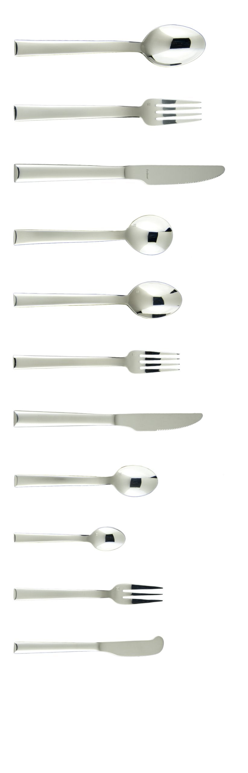 Still 18/10 Stainless Steel Flatware Solid Handle Table Knife by Fortessa – Table Knife, Stainless Steel, Silver, Pack of 12, Model 1.5.118.00.005